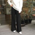 Band-waist Ribbed Knit Pants
