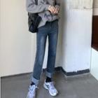 High-waist Straight Leg Washed Jeans