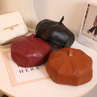 Retro Leather Octagonal Beret Hat