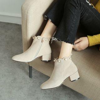Faux Pearl Ankle Boots