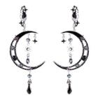 Rhinestone Crescent Drop Earring 1 Pair - Black - One Size