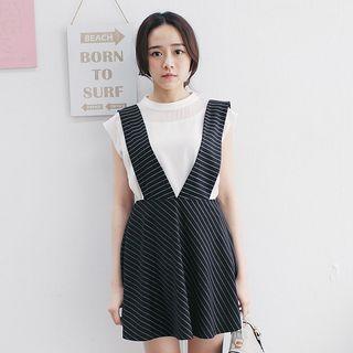Striped V-neck Jumper Skirt