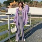 Long-sleeved Shirt / Floral Vest / Wide Leg Pants