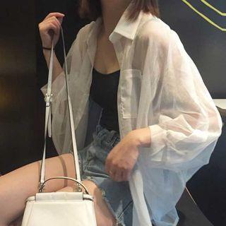 Long-sleeve Plain Shirt / Camisole Top
