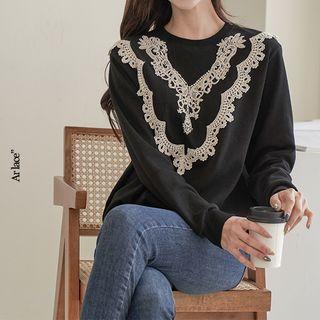 Crochet-trim Loose-fit Pullover