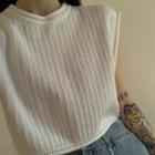 Sleeveless Plain Knit Top White - One Size