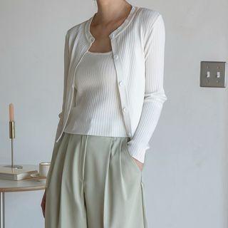 Knit Set: Cardigan + Double-strap Top