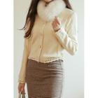 Faux-pearl Buttoned Glittered Cardigan