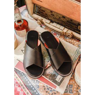 Chain-trim Slide Sandals