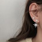 Non-matching Rhinestone Star Earring 1 Pair - Silver - One Size