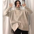 Wide Thick High-neck Sleeve Knit Sweater