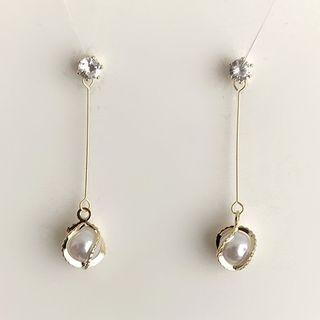 Faux-pearl Drop Earring 1 Pair - Clip On Earring - One Size