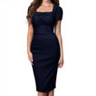 Bow Cap-sleeve Sheath Dress
