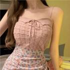 Wide Strap Bow Knit Top