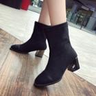 Chunky Heel Knitted Short Boots