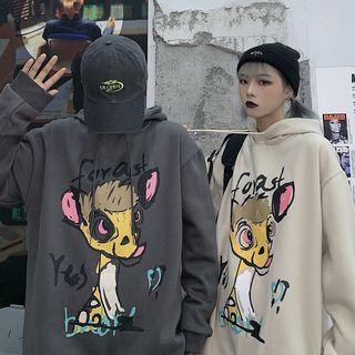 Lettering Giraffe Hooded Sweatshirt