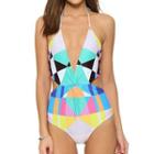 Geometric Print Cutout Bikini