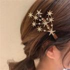 Star Faux Pearl Alloy Hair Clip 1pc - Gold & Dark Brown - One Size