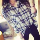 Plaid Long Shirt With Elbow Patch