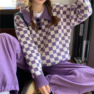 Checkerboard Polo Sweater