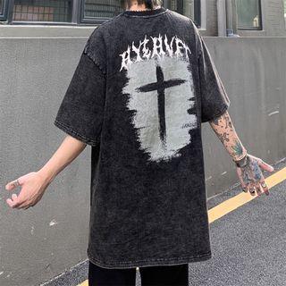Cross Print Vintage T-shirt