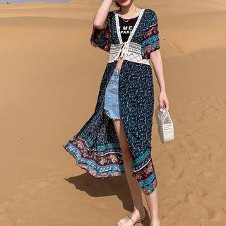 Short-sleeve Flower Print Light Jacket