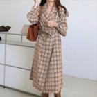 Tie-waist Double-breasted Plaid Blazer Dress