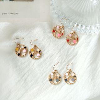 Cutout Circle Alloy Disc Dangle Earring