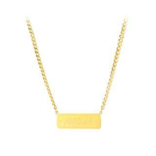 Simple Personality Plated Gold Geometric Square Brand 316l Stainless Steel Pendant With Necklace Golden - One Size