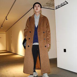 Loose-fit Double-breasted Long Wool Jacket