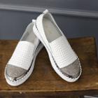 Rhinestone Toe-cap Genuine-leather Loafers