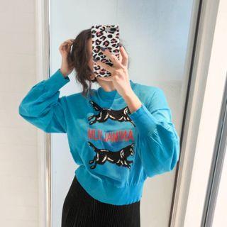 Animal Knitted Balloon-sleeve Sweater