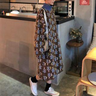 High Neck Print Pullover Dress