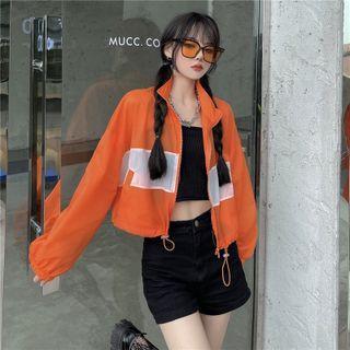 Cropped Camisole Top / Two-tone Zip Jacket