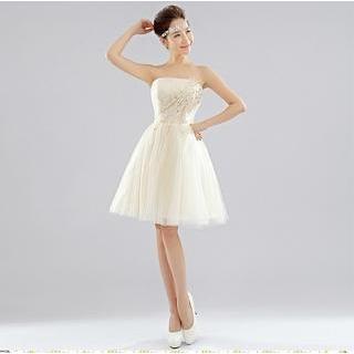 Strapless Lace Appliqu  Mini Prom Dress