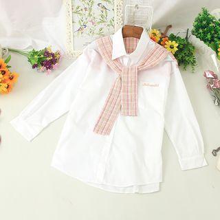 Letter Embroidered Mock Two-piece Shirt