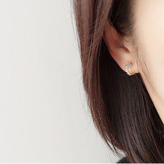 Faux Cat Eye Stone Alloy Earring 1 Pair - Clip On Earring - Gold - 4.5cm