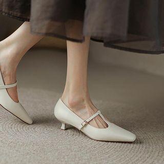 Pointed Kitten Heel Mary Jane Shoes