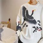 Crane Print Sweater