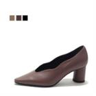 Genuine Leather Scallop-edge Pumps