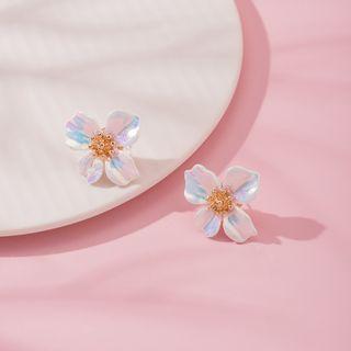 925 Sterling Silver Flower Stud Earrings White - One Size