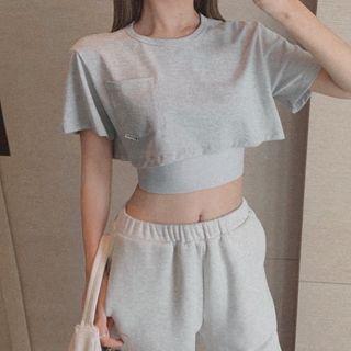 Plain Vest / Cropped Pocket T-shirt