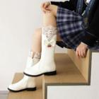 Bow Lace Panel Mid-calf Boots