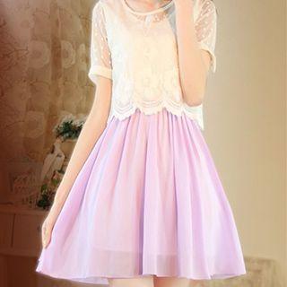 Set: Lace T-shirt + Chiffon Tank Dress