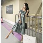 One-shoulder Ruffle Dress With Belt