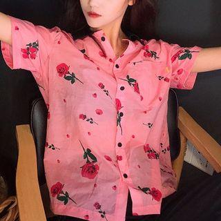 Rose Print Short-sleeve Shirt