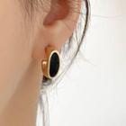 Alloy Open Hoop Earring Type A - 1 Pair - Gold & Black - One Size