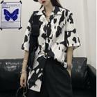 Short-sleeve Cow Patterned Shirt