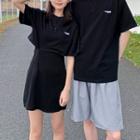 Couple Matching Elbow-sleeve Print T-shirt / Dress