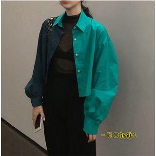 Color Block Shirt Blue & Green - One Size